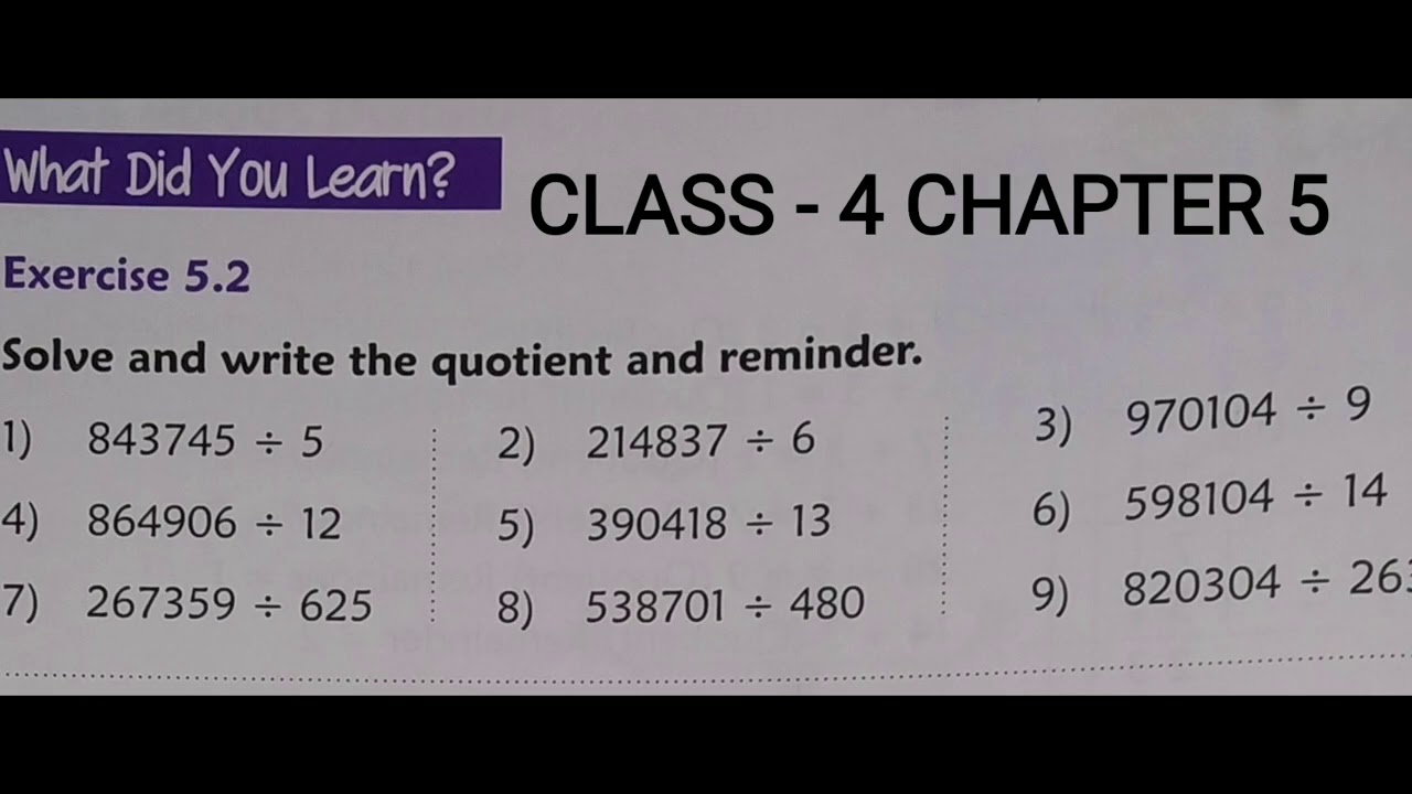 Maths Class - 4 Chapter 5 Topic - Division (VDO 12) - YouTube