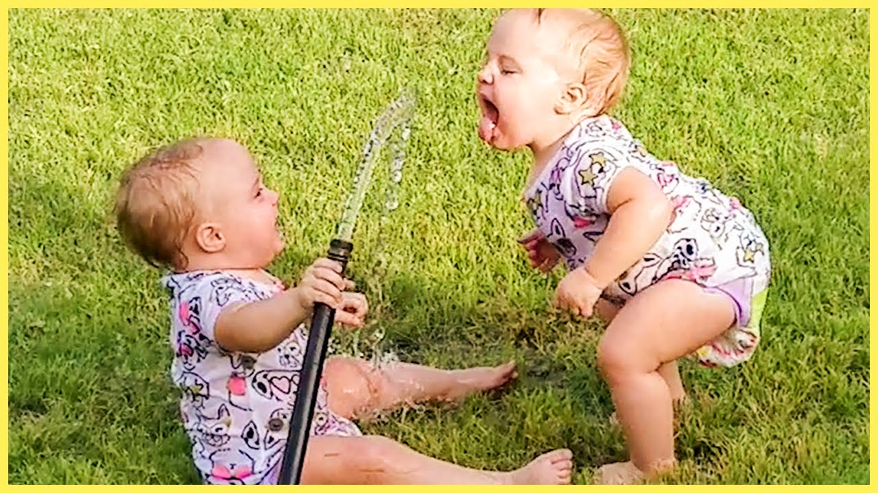Funny Babies Playing With Water || Baby Outdoor Videos - YouTube