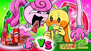 [Animation] ❤Red Mommy Vs 💚Green Bunzo Bunny | RED vs GREEN Food Challenge |Poppy Playtime 2 Cartoon