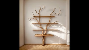 DIY Tree branch bookshelf floating wall mount