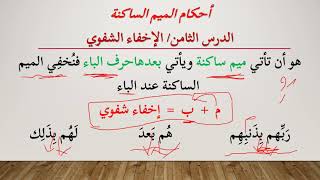 08ـالدرس الثامن أحكام الميم الساكنة الإخفاء الشفوي - دورة تعلم التجويد     بالصور والفيديو #تجويد