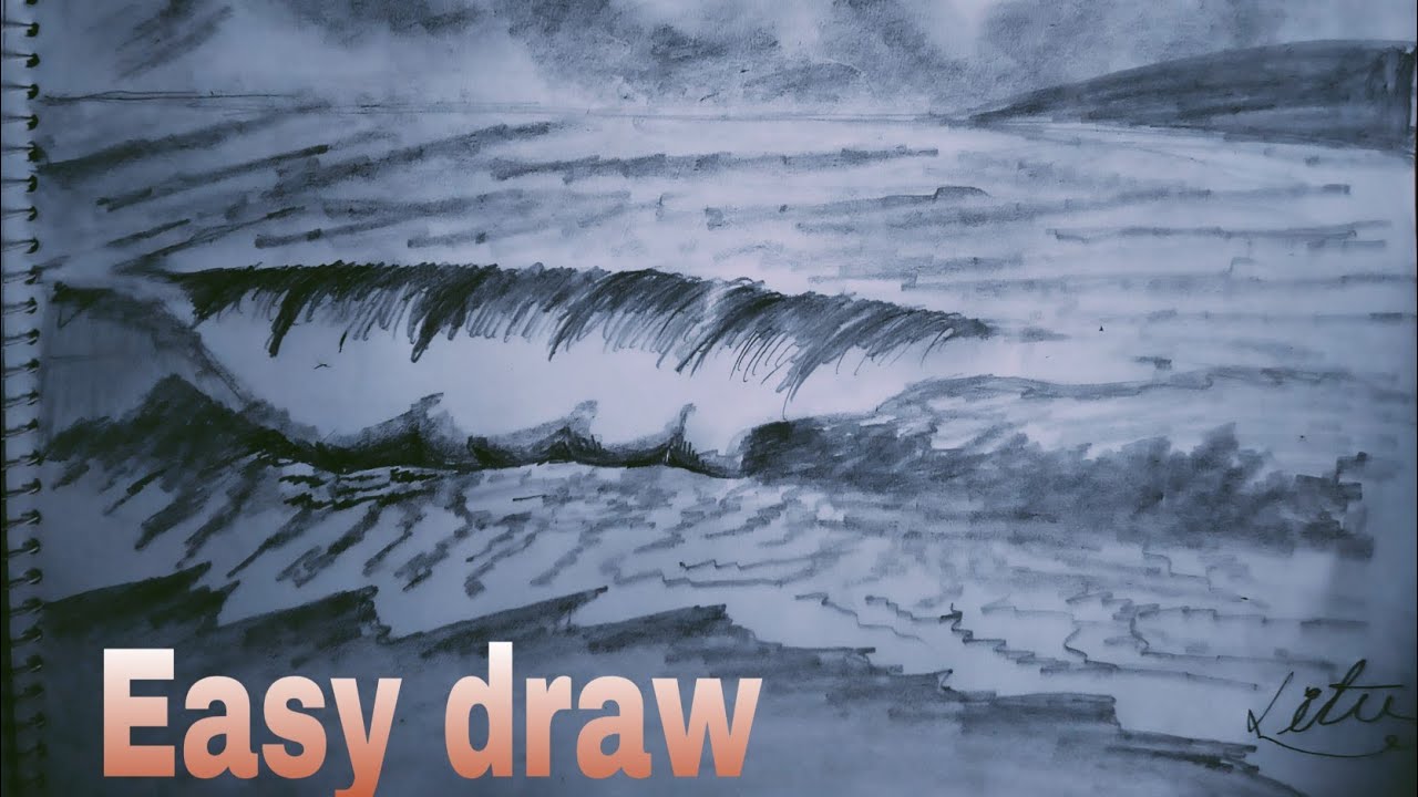 How to draw Beach easy step by step.. - YouTube