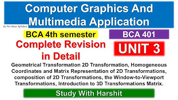 Unit 3 Computer Graphics and Multimedia Application Explained 🔥 | BCA 401 Semester 4 CCSU 2025
