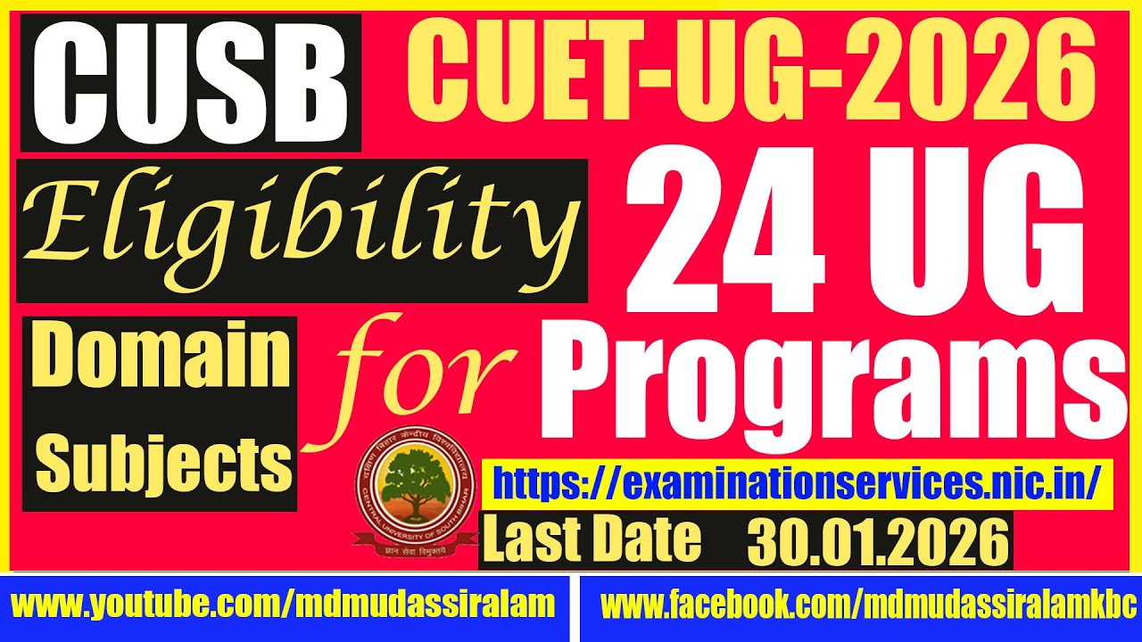 CUETUG2026-CUSB UG Program Domain Subjects /Eligibility Criteria  Central University of South Bihar