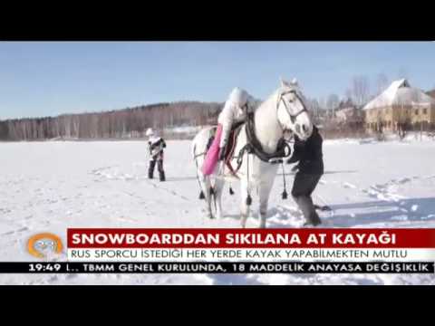 Snowboard at ile buluştu ortaya yeni bir spor şekli çıktı: At kayağı