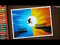 Happy New Year Drawing for Beginners with Oil Pastels - Step by Step