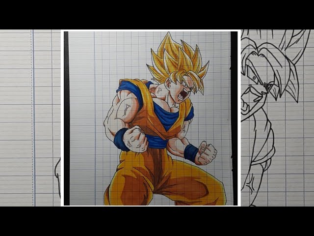 Drawing Songoku Super Saiyan 1 Full Power Vẽ Goku Siêu Xayda Cấp 1 Lần Thứ  1 - Youtube