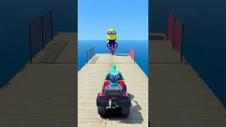 GTA V SPIDERMAN VS YELLOW MINION RAGDOLL JUMP FAIL#shorts