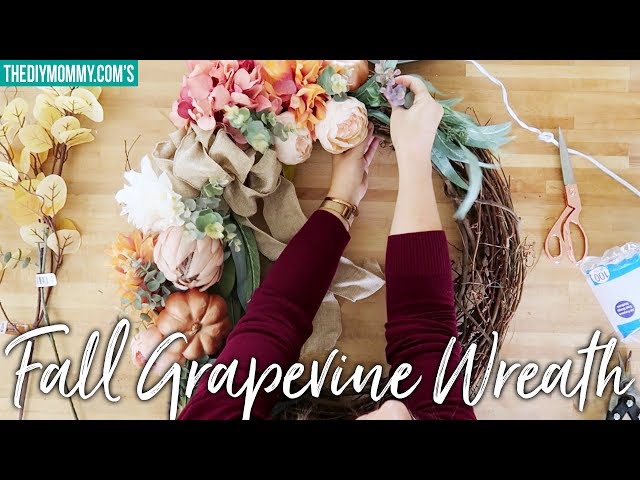 DIY FALL GRAPEVINE WREATH in Pink and Copper