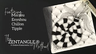 WELCOME! Video #3 | The ZENTANGLE® Method | Square Tile with Marasu Beginners Tutorial | No Voice