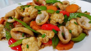SQUID AND VEGETABLE STIR FRY/ CHINESE STYLE RECIPE