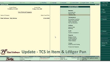 Add-on for Tally.ERP9 : Update TCS Item and Ledger Pan