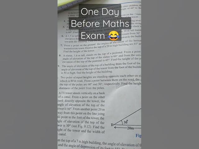 One Day Before 😂 Maths Exam || Hard Working 😭 || #shorts #youtubeshorts #motivation