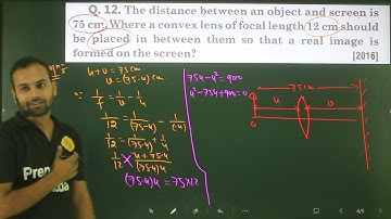 Q-12 RAY Optics : The distance between an object and screen is 75cm. Where a convex lens of focal le