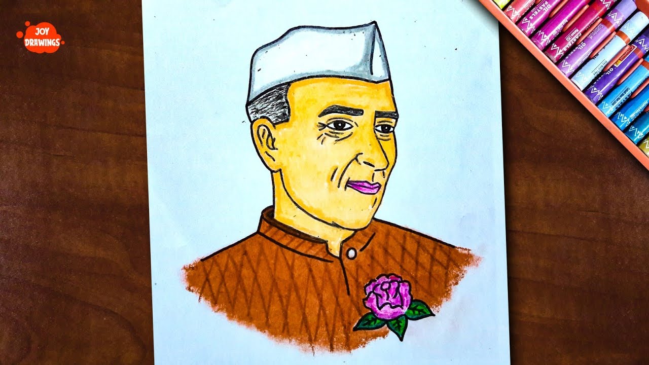 How to draw Chacha Nehru with dots | How to draw Pandit Jawaharlal Nehru  step by step | - YouTube