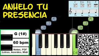 Video thumbnail of "ANHELO TU PRESENCIA Piano Tutorial Facil Partitura Acordes Pista Esperanza de Vida"