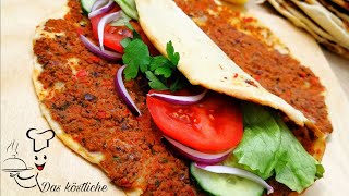 Lahmacun selber machen, türkische Pizza  البيتزا التركية الرائعة ، لحم معجون طريقة سهلة و لذيذة