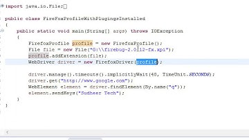 Selenium FireFox Browser Profile Installing FireBug Plugin