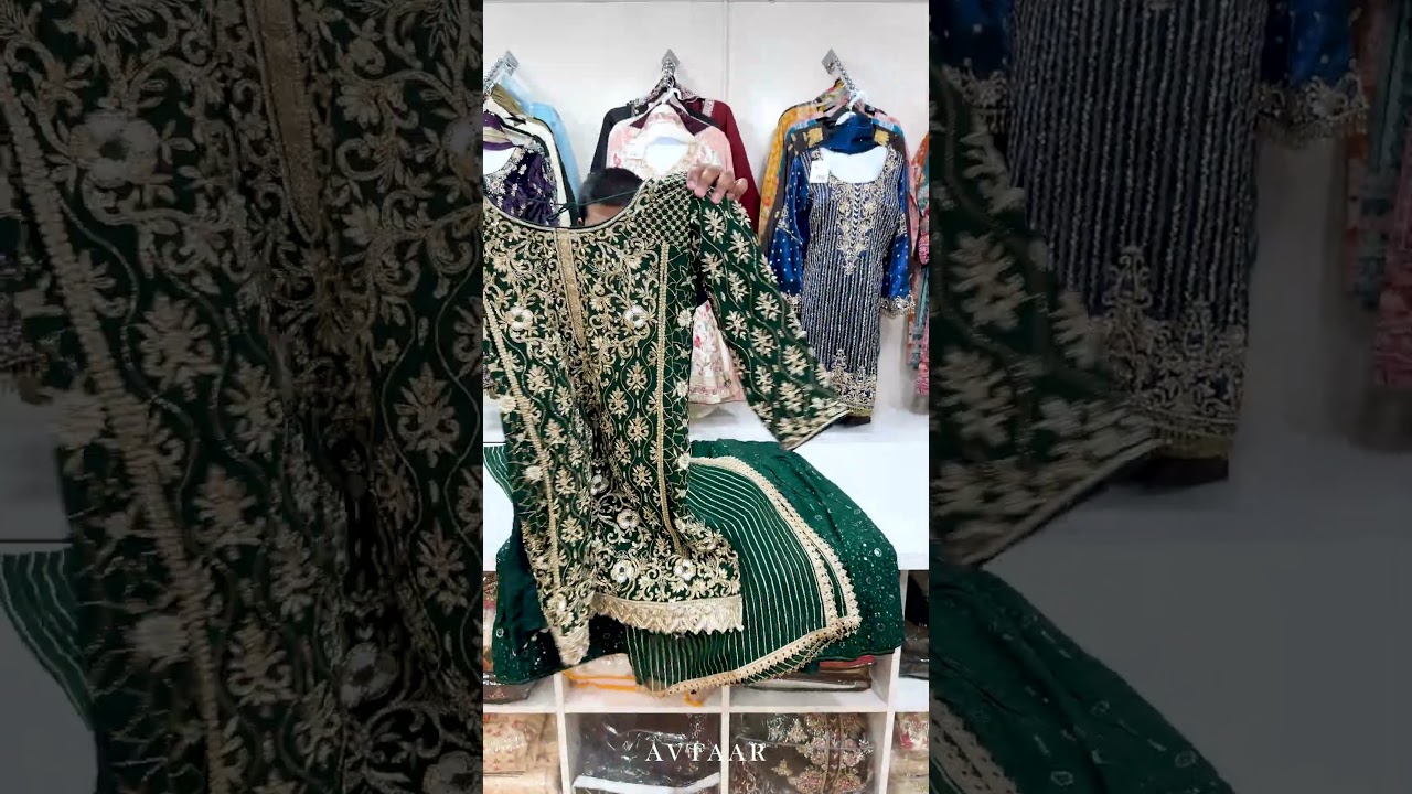 Dark Green Heavy Embroidered Gharara Suit