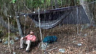 Solo Camping On An Island With Light Rain.