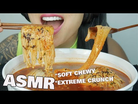 ASMR KIRI MOCHI + SPICY Enoki Mushroom (EXTREME CRUNCH + SOFT CHEWY EATING SOUNDS) | SAS-ASMR