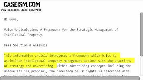 Value Articulation: A Framework for the Strategic Management  Case Solution & Analysis