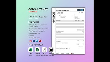 Excel consultancy invoice template, Google sheets template, instant download