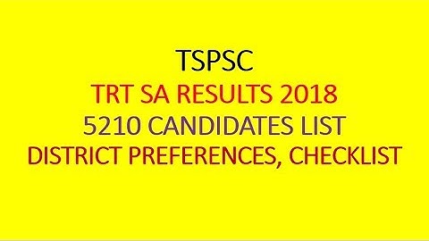 TSPSC TRT SCHOOL ASSISTANT (SA) RESULTS 2018 | CERTIFICATE VERIFICATION |