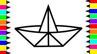 Paper Boat Coloring Page How To Draw And Color Paper Boat Learn Colors For Children