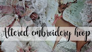 Shabby Chic Altered Embroidery Hoop | OLLVT Design Team Project for OohLaLa Vintage Treasures using the Cakes and Snowflakes Kit. I hope you like it! xoxo ~Jenifer **