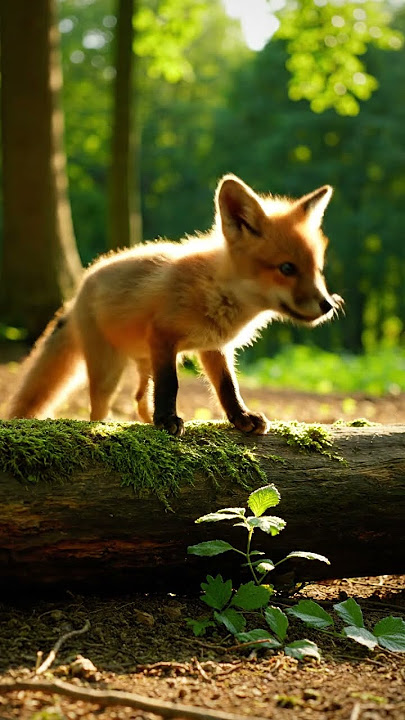 🦊 Baby Fox’s Curious Sniff by the Woodland Edge 🍂 #shorts #tinyadventure  #adorably  #animals