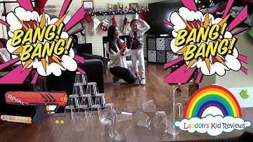 NERF RIVAL TOY GUN - Shoot down HUUUGE stack of cups!