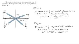 Determine the magnitudes of F1 and F2 for equilibrium