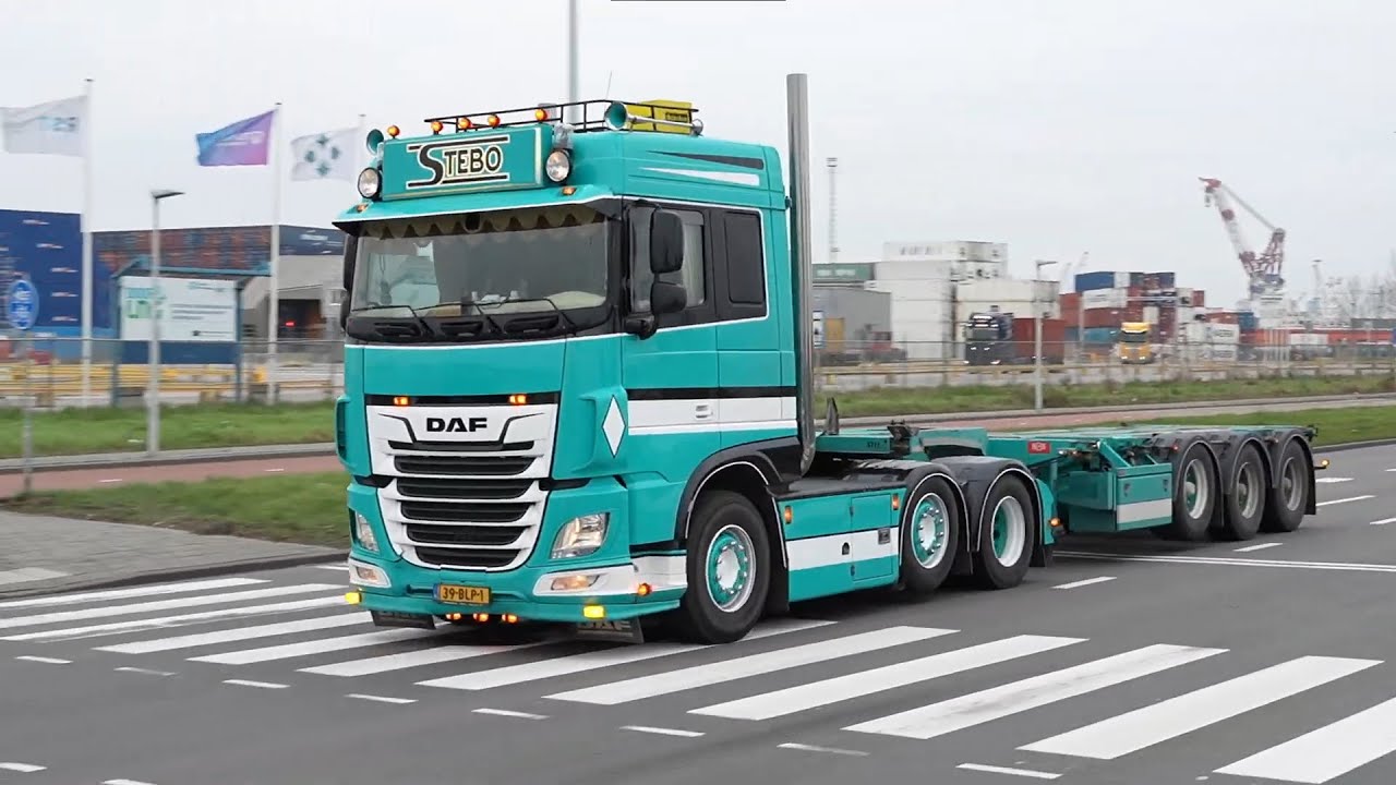 XXL truckspotting Waalhaven \\ V8 Open pipes, Showtrucks, More!