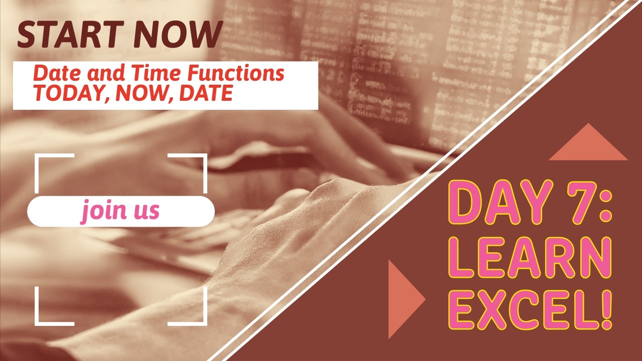 Day 7 Basic Date and Time Functions TODAY, NOW, DATE #excel #viral ...
