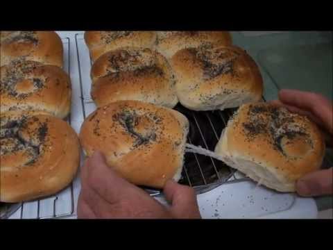 Almond Bread Rolls - Hamburger Buns with Shallots & Poppy Seeds.