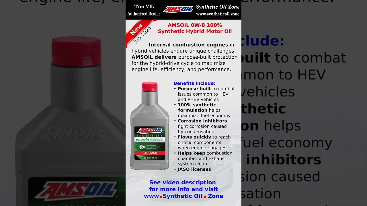 Introducing AMSOIL 0W 8 100 Synthetic Hybrid Motor Oil Amsoil Toyota Corolla