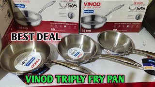 Vinod stainless steel fry pan review | triply fry pan | Vinod platinum SAS metal fry pan | fry pan.
