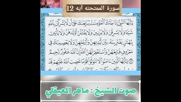 سورة الممتحنه آيه 12 بصوت الشيخ ماهر المعيقلي