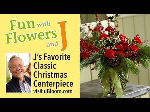 How to make a Christmas Arrangement with Red Carnations, White Pine, Winterberry and Holly!