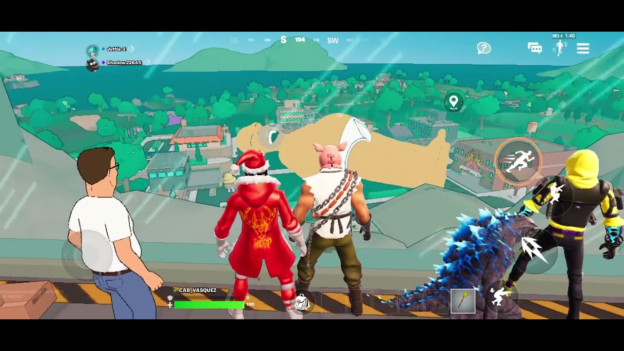 Fortnite Hanging Out With Hank Hill Dropping Donuts On Giant Homer