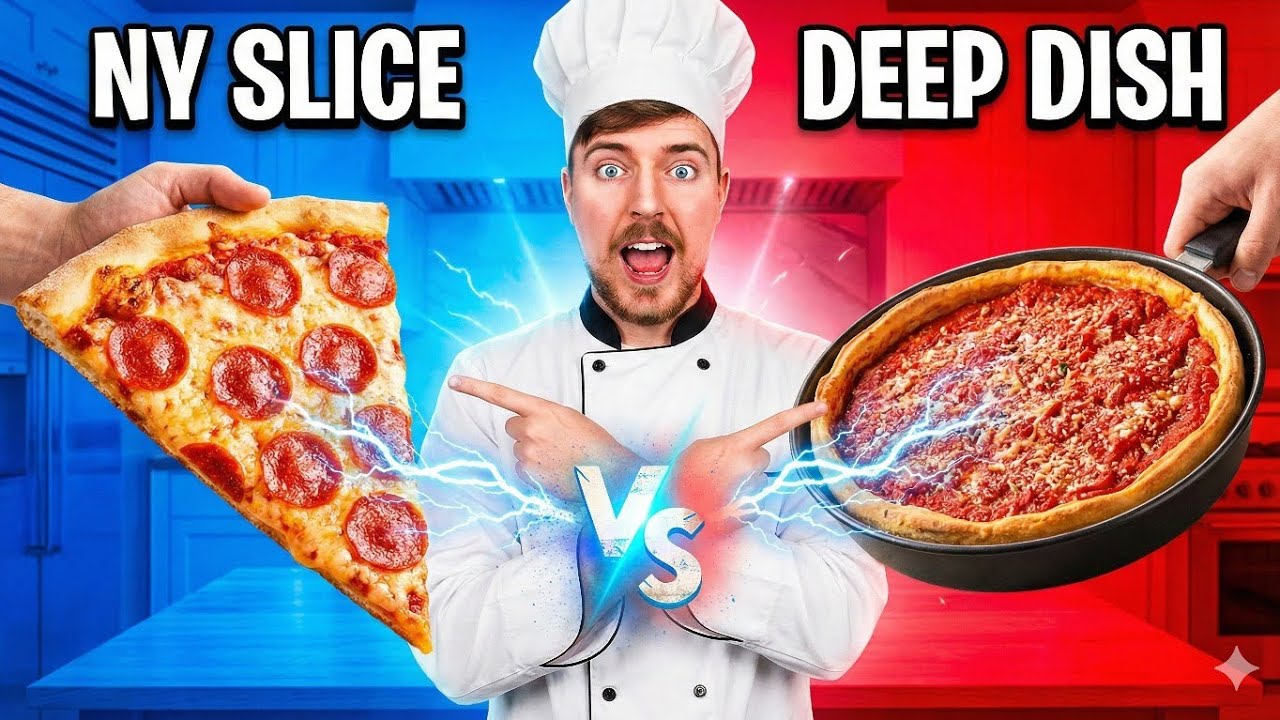 Mr beast opened his new restaurant .New York vs. Chicago 🇺🇸🍕