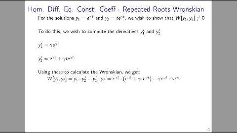 Homogeneous Constant Coefficients with Repeated Roots Wronskian