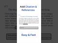 How to Add Citations and References using Word | Under 1 min #shorts