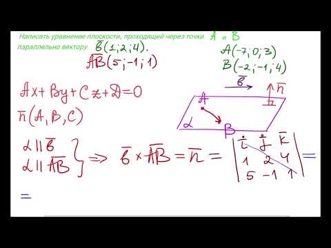 Уравнение плоскости через 2 точки параллельно вектору