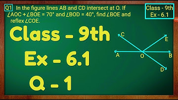 Class - 9th, Ex - 6.1, Q 1 (Lines and Angles) Maths NCERT CBSE