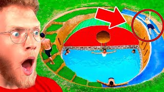 BeckBros React to SECRET Underground Swimming Pool Water Slide (Watermelon)