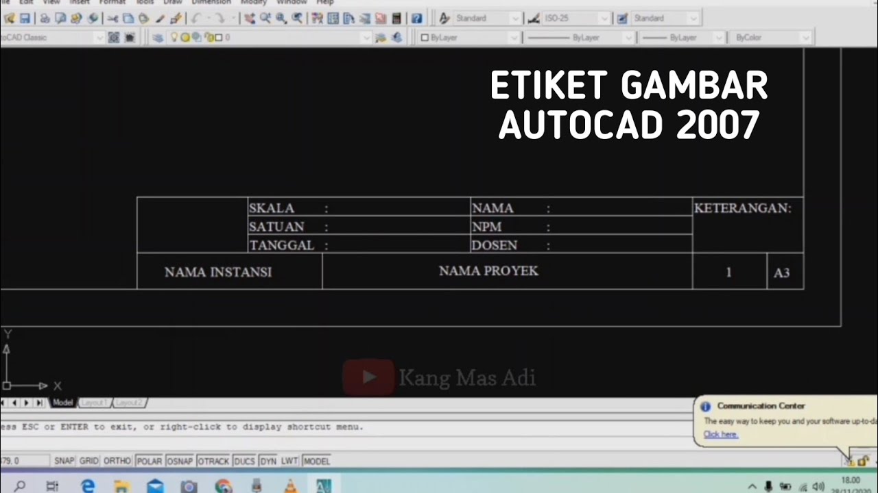 Cara Membuat Garis Tepi Dan Etiket Gambar di autocad YouTube