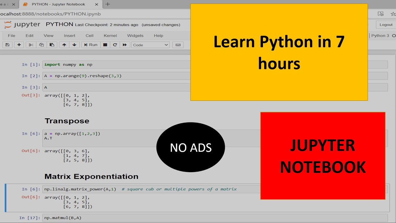 Learn Python in 7 hours For Absolute Beginners  Using Jupyter Notebook