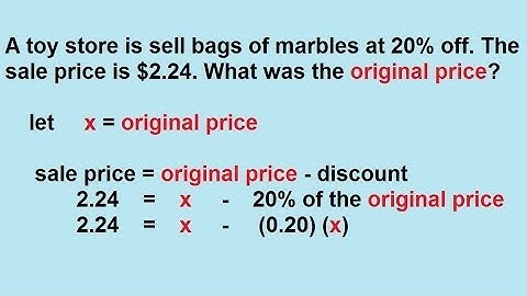 Algebra - Word Problems  - Percentages Part 2/3